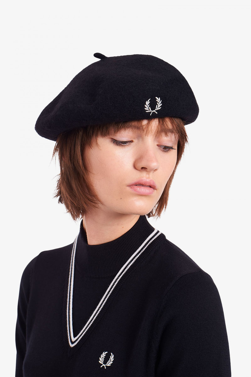 Fred Perry Black Wool Beret