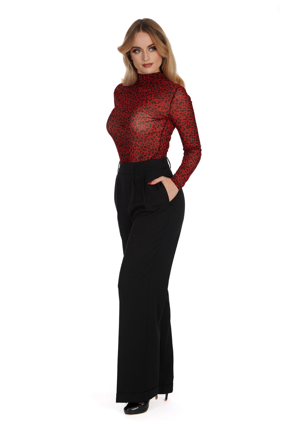 Red leopard print mesh top 2025