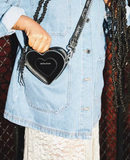 Mini Heart Shaped Black Leather Bag By Dr. Martens