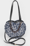 Blue Leopard Heart Purse