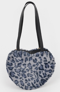 Blue Leopard Heart Purse