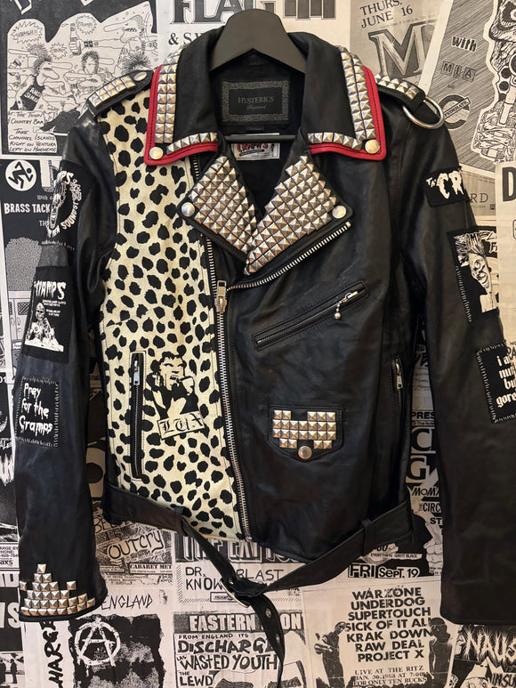 The Cramps Studded, Patched, & Painted Faux Leather Jacket (Unisex)