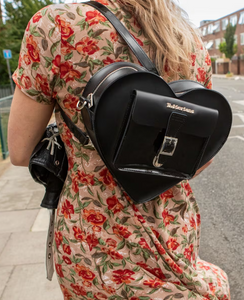 Heart Shaped Black Leather Backpack By Dr. Martens