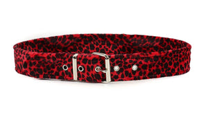 Red Fuzzy Leopard Print Belt