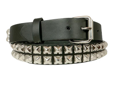 Two Row Pyramid Leather Belt