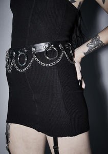 Leather Bondage Belt with Chains