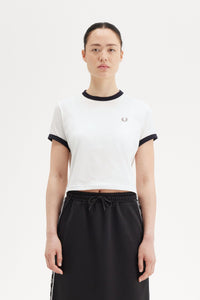 Fred Perry White Cropped Ringer T-Shirt