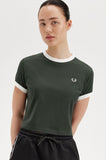 Fred Perry Green Cropped Ringer T-Shirt