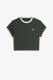 Fred Perry Green Cropped Ringer T-Shirt