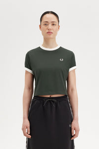 Fred Perry Green Cropped Ringer T-Shirt