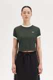 Fred Perry Green Cropped Ringer T-Shirt