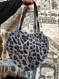 Blue Leopard Heart Purse