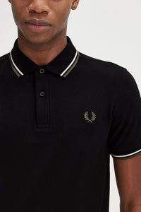 Fred Perry Polo Black / Ecru / Laurel Wreath Green