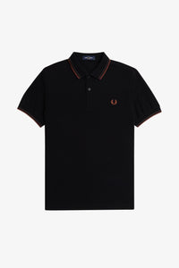 Fred Perry Polo Black / Carrington Road Brick / Whisky Brown