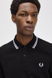 Fred Perry Long Sleeve Polo Black / White / White