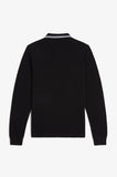 Fred Perry Long Sleeve Polo Black / White / White