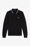 Fred Perry Long Sleeve Polo Black / White / White