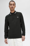 Fred Perry Long Sleeve Polo Night Green / Snow White / Snow White