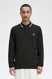 Fred Perry Long Sleeve Polo Night Green / Snow White / Snow White