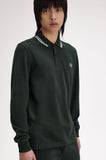 Fred Perry Long Sleeve Polo Night Green / Snow White / Snow White