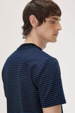 Fred Perry Fine Stripe Heavyweight T-Shirt Blue