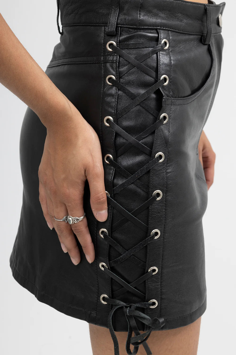 Lace Up Leather Skirt DeadRockers