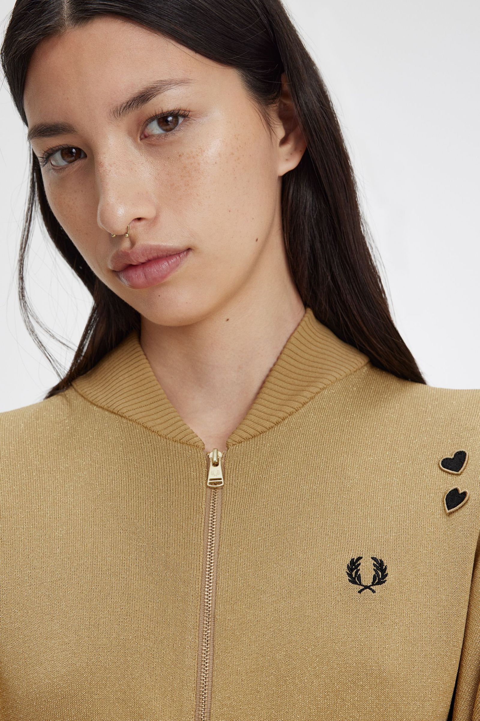 Fred Perry Metallic Knitted Bomber Jacket US 4 UK 8