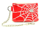 Red & Silver Spiderweb Patent Leather Wallet