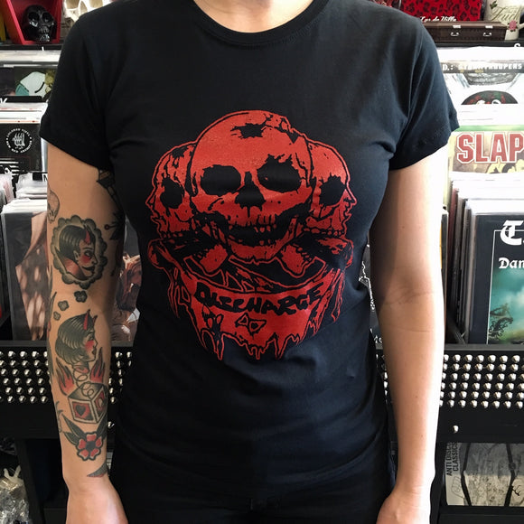 Discharge Red Skulls Fitted Tee