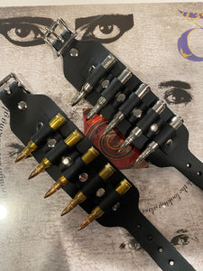 Brass Bullet Leather Wristband