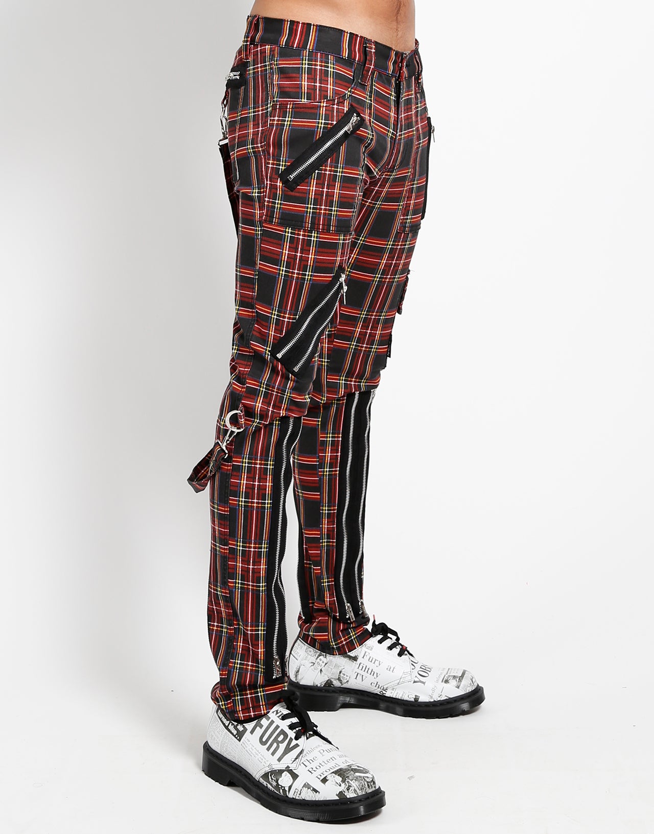 Classic Slim Black Plaid Bondage Pants – DeadRockers